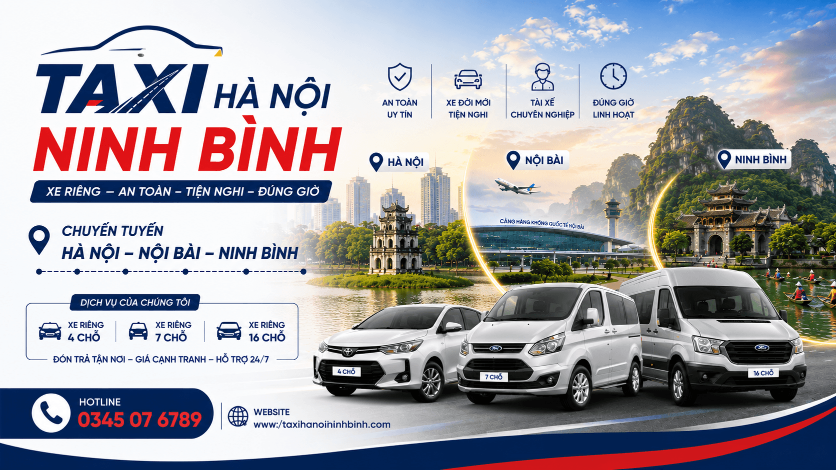 Taxi Hà Nội Tràng An: xe riêng tận nơi, đi thẳng đúng lịch